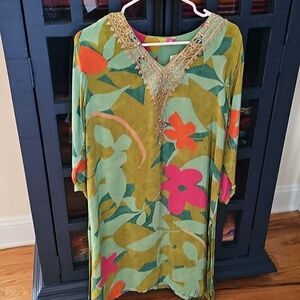 Silk Floral tunic/dress/kurti